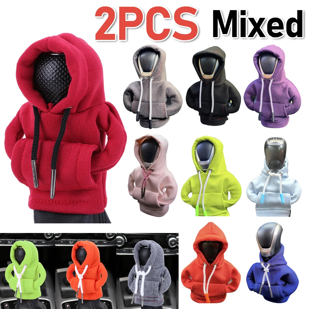 2pcs Hoodie Car Gear Shift Cove Shift Lever Handle Kit Creative Universal Car Gear Shift Hoodie Cover Decoration Car Interior