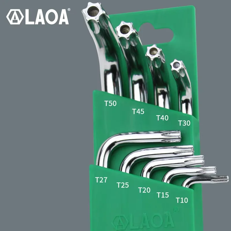 LAOA Inner Spline Allen Key with Middle Hole Wrench Set Torx Screwdriver Handtool Star Wrench 9pcs/Set