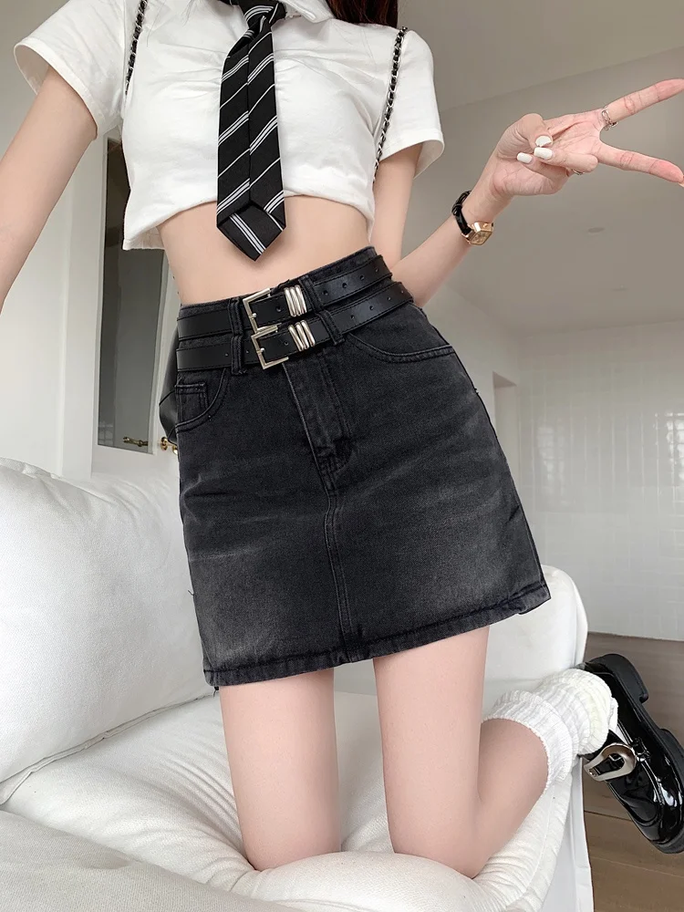 

Юбка трапециевидной формы с высокой талией. Женские джинсовые юбки. Весна-лето-осень. Юбки в стиле ретро. Облегающие юбки.