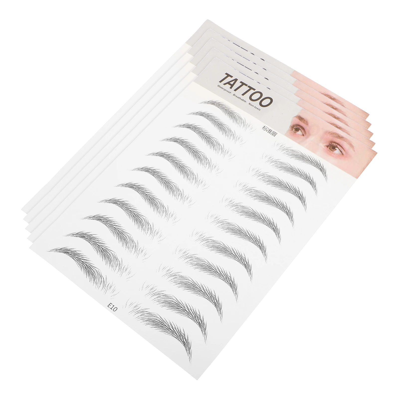 

5pcs 6D Black Eyebrow Stickers Realistic Hair-Like Waterproof Temporary Brow Transfer Adhesive Makeup Eye Brow Sticker For Women