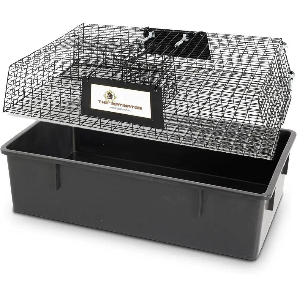 

Multi-Catch Humane Rodent Trap Cage - Large Metal Indoor/Outdoor Rat & Mouse Catcher with Dual Doors