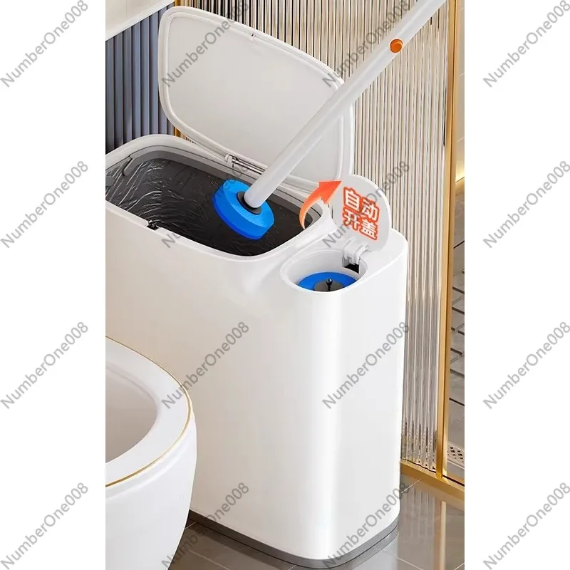 

Trash Can Household New Bathroom Toilet Brush, Integrated Paper Bucket Toilet Special Large Capacity with Lid Crack
