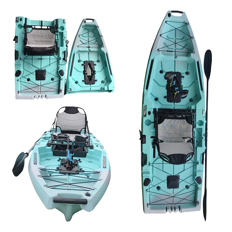 HDPE double section kayak splicing boat professional lure boat fishing boat enlarged and widened design fin pedal, electric push