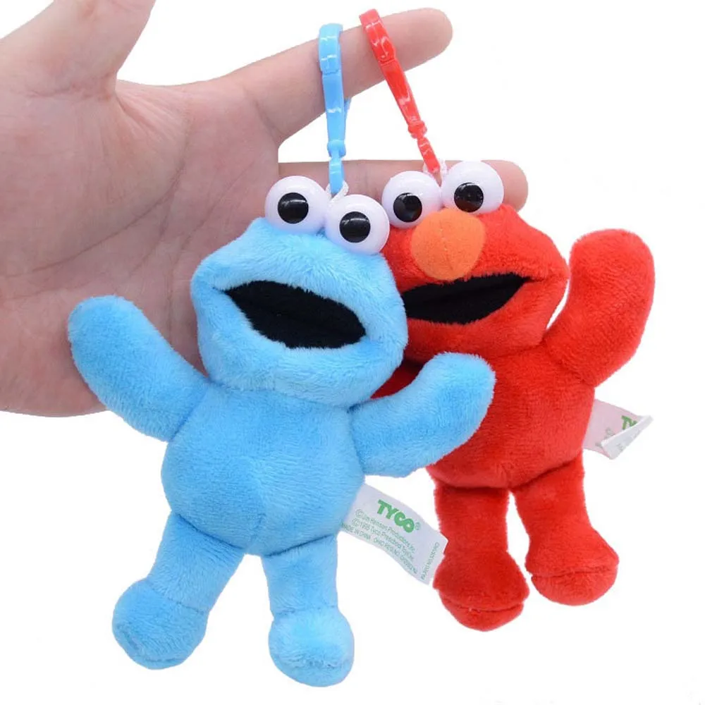 12cm Sesame Street Plush Keychain Lovely Elmo Cookie Demon Kawaii peluche Soft Stuffed Cartoon Toys Dolls Kids Gift Keyring