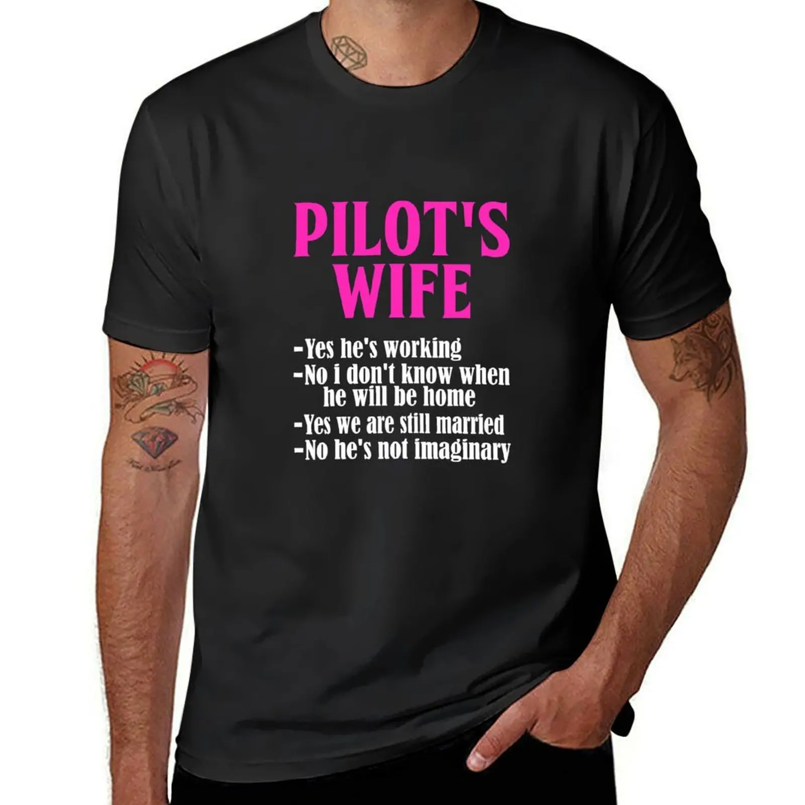 Pilot's Wife Funny Answers To Questions T-Shirt korean fashion vintage blacks blanks funny t shirts for men