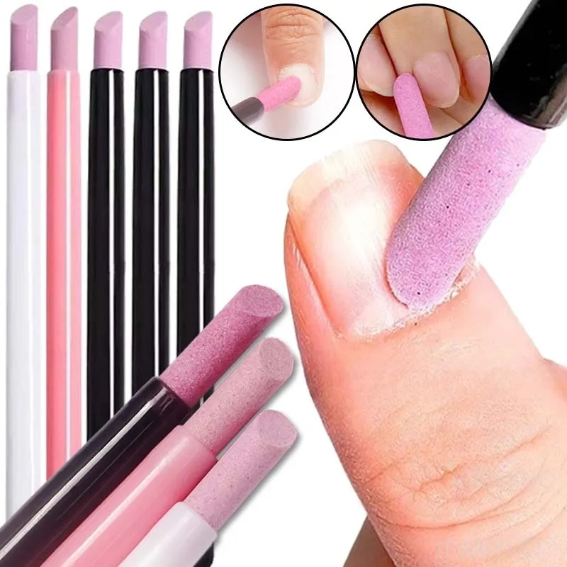 1-6PC Nail File Cuticle Stone Pusher Sanding Sticks Nail Art Quartz Pen Cuticle Remover Trimmer Manicure Tools Pushing Dead Skin