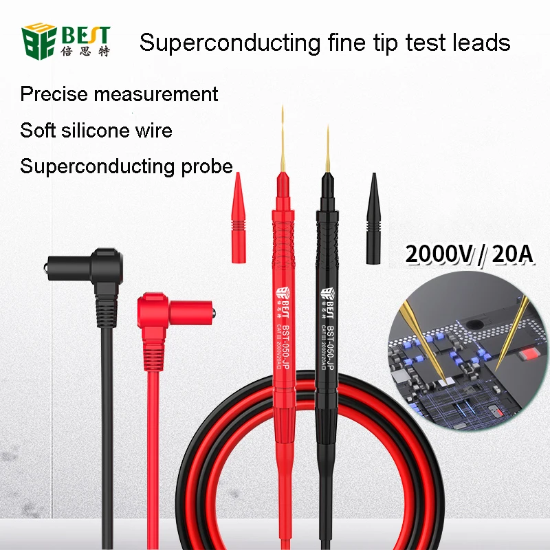 Sondas superconductoras BST-050-JP, multímetro reemplazable, medición precisa, cables de prueba universales Superfinos