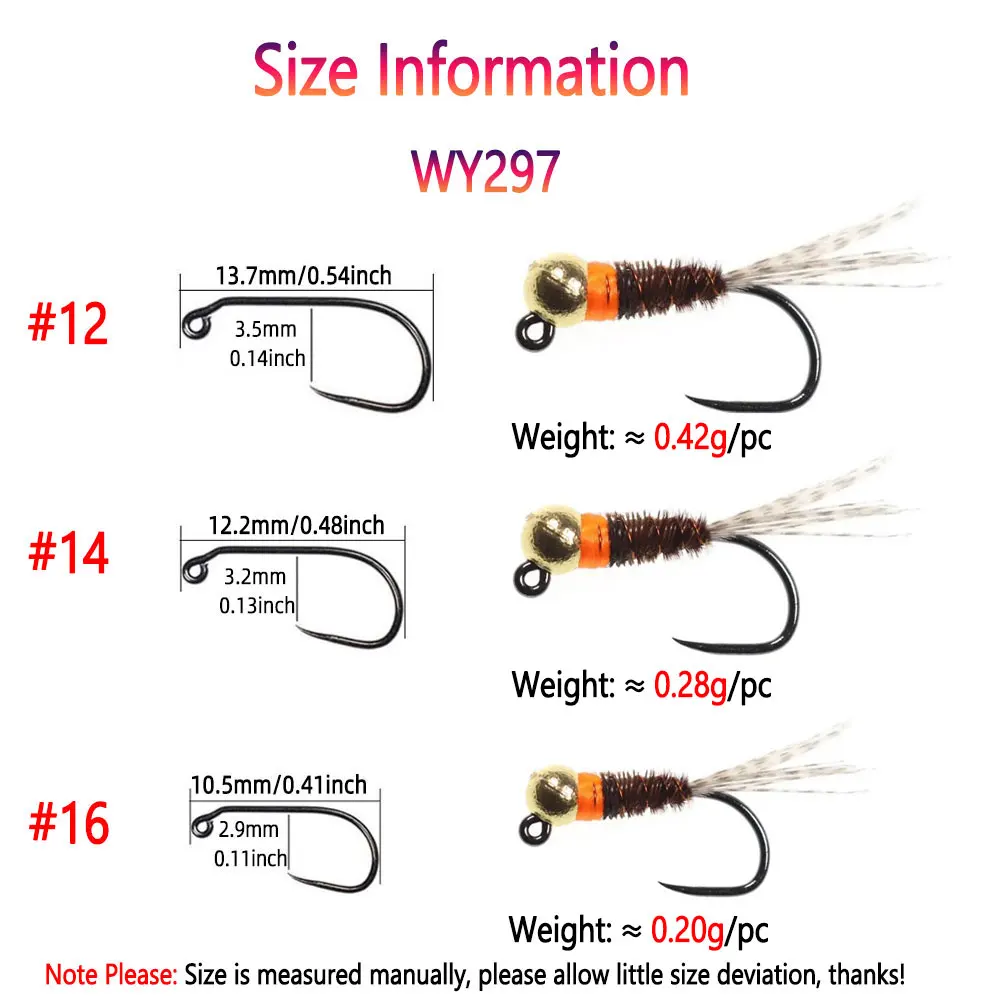 Bimoo Jig Ninfa fluorescentes sin púas – Hundimiento rápido para trucha - imagen 2