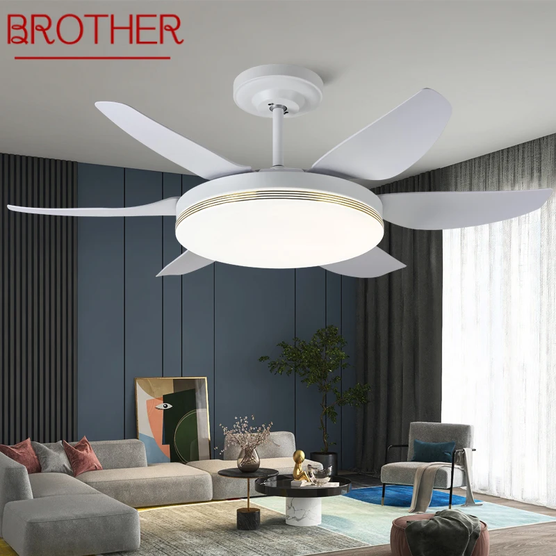 

BROTHER Fan Light Nordic LED Ceiling Fan Light Modern Minimalist Restaurant, Living Room, Bedroom Commercial Electric Fan