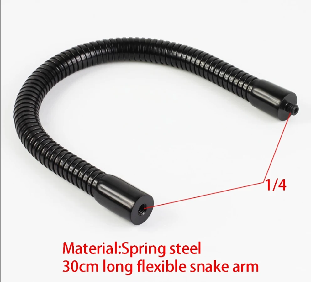 Flexible Metal Black Gooseneck Arm Flex Leg Stand 1/4 Threaded Male Female Goose Neck Fr Camera, Clamp, Microphone, Phone Holder