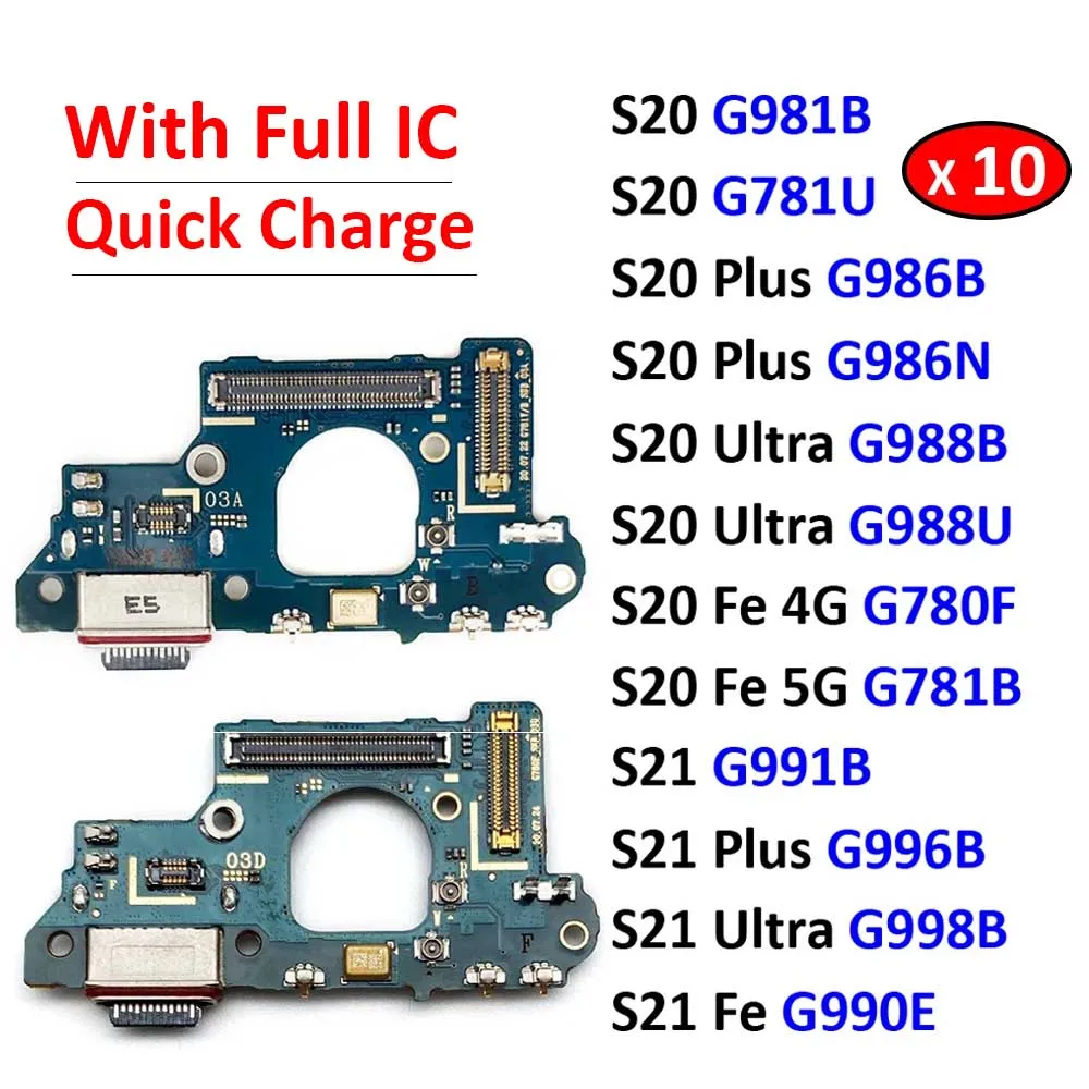 

10Pcs USB Port Charger Dock Connector Charging Board Flex Cable For Samsung S20 S21 Plus Ultra Fe 4G 5G G981B