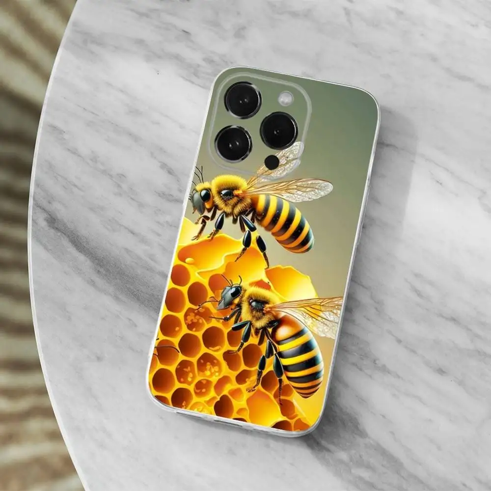 Cute Honey Bee Phone Case For iPhone 16,15,14,13,12,11,17 Pro,Max,Plus,X,XS,XR,SE,Mini Transparent Soft Cover view 2