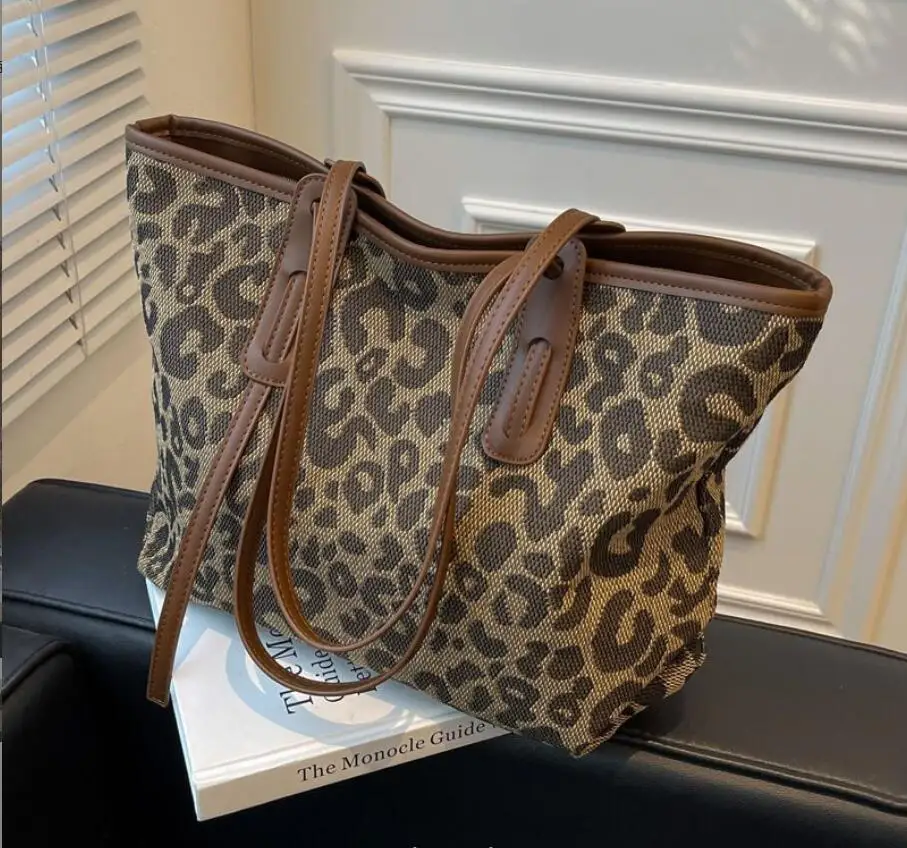 Large Capacity PU Tote Bags Premium Leopard Print bag For Women Work Commuting Carrying Bag Shoulder Bag  Shopping Bag