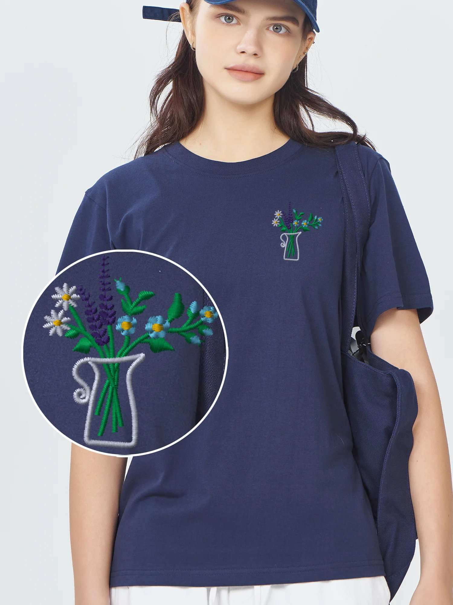 

Embroidery Tops & Tees Birthday Flower Vase Embroidered Tshirt Embroidery T-Shirts Graphic Autumn Men's Clothing Tops T-Shirt