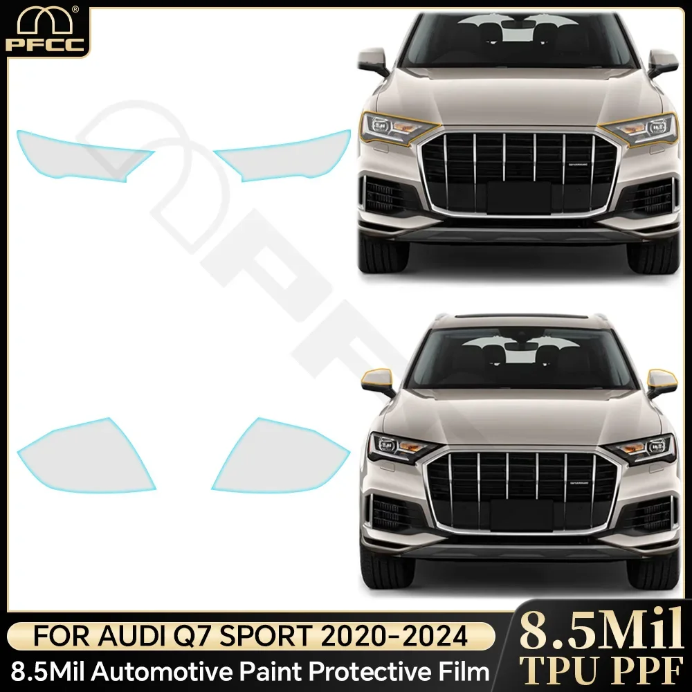 

For Audi Q7 Sport 2020-2024 Headlight Rearview TPU Paint Protective Film Pre-cut PPF Clear Bra Anti-scratch Invisible Repairable