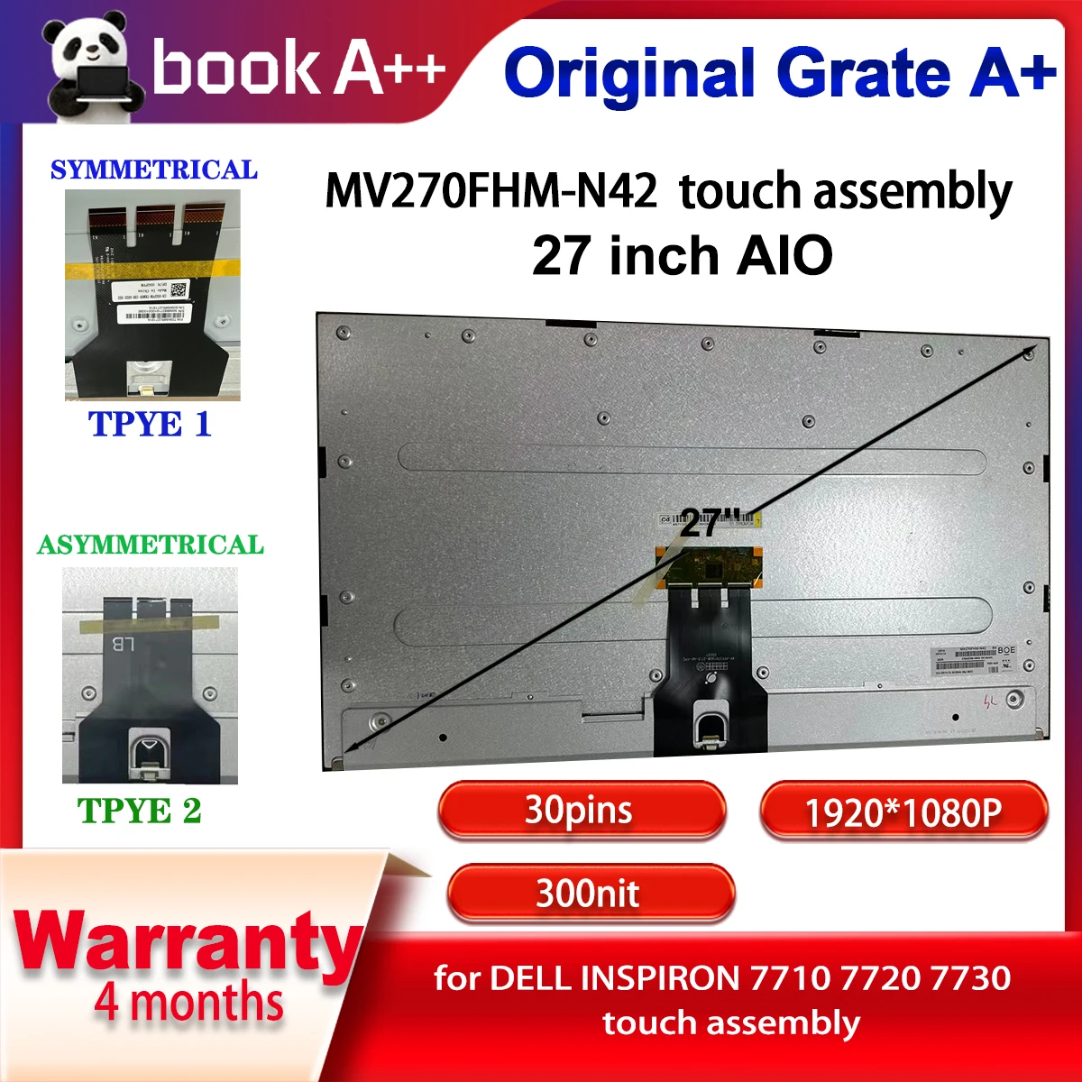 

Original new27" MV270FHM N42 Touch Screen Assembly Display LCD Replacement for Dell AIO Display I7710-79 for HP All-in-One