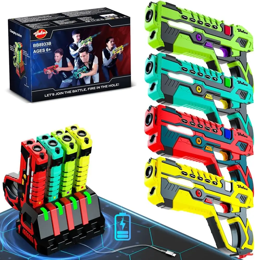 VATOS-Juego de pistola de batalla con etiqueta láser, pistolas de juguete eléctricas infrarrojas, pistola láser infrarroja para niños, juego de interior y exterior