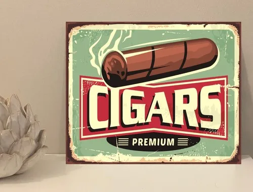 1x Cigars Rustic Retro Metal Plaque Sign Gift House Novelty (mt129) --Tin Sign