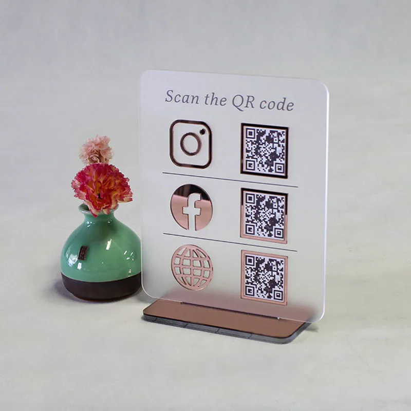 

Custom QR Code Text Acrylic Sign Waterproof Contactless Payment Menu Feedback Signage for Restaurant Hotel Café Retailer Bar