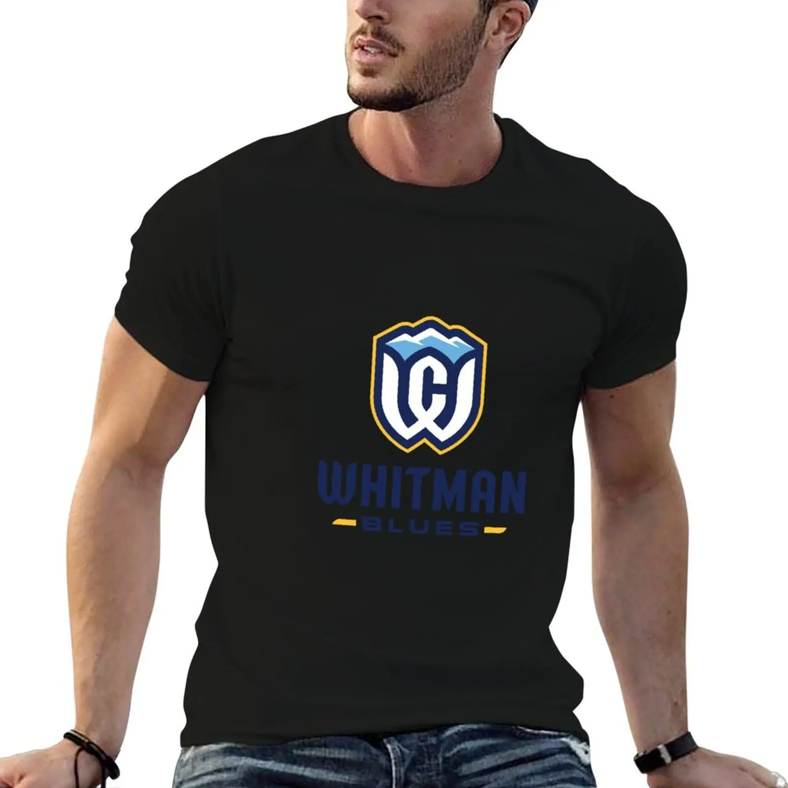 

Whitman College blues T-Shirt man t shirt cotton high quality t shirts for man graphic vintage T-Shirt