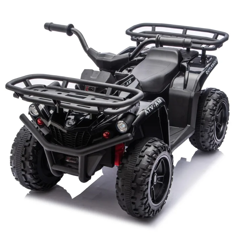 Kids Electric ATV Quad Bike Ride On Toy Car with LED Lights and Storage Rack for Children Outdoor Play Vehicle
