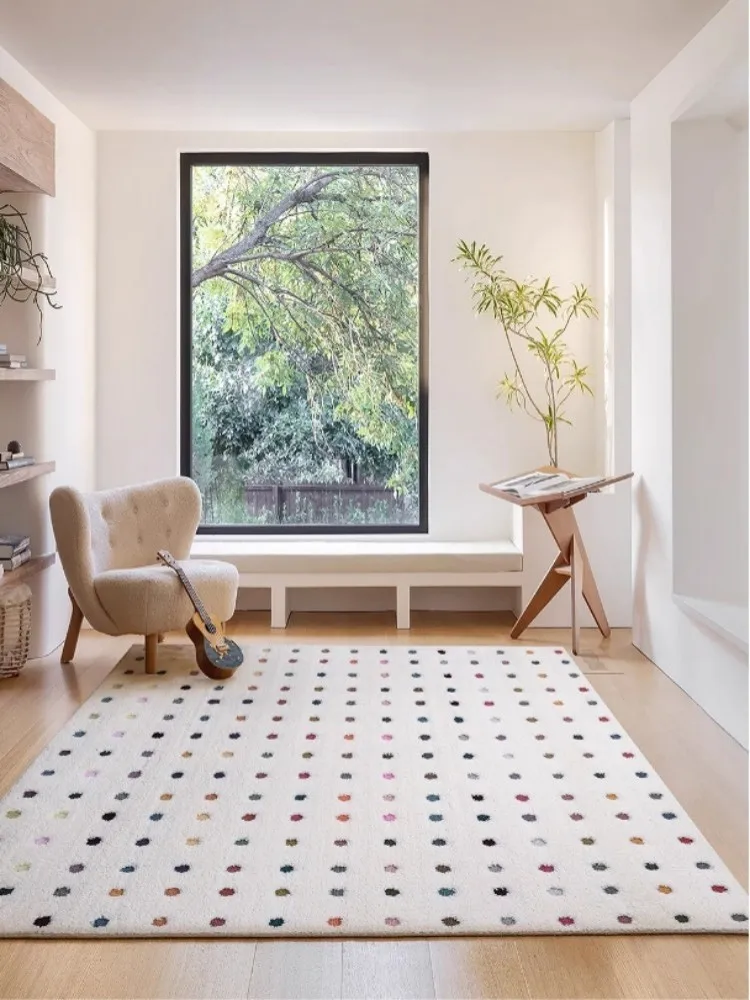 

VIKAMA Nordic Ins Красочный ковер в горошек для гостиной, спальни, прикроватной тумбочки, детской комнаты и украшения дома