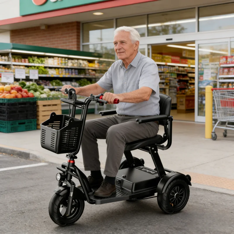 Трехколесный электрический трицикл для взрослых, складной, с корзиной и подлокотниками, мощностью 1000 Вт, 48 В, компактный, портативный, для пожилых людей.