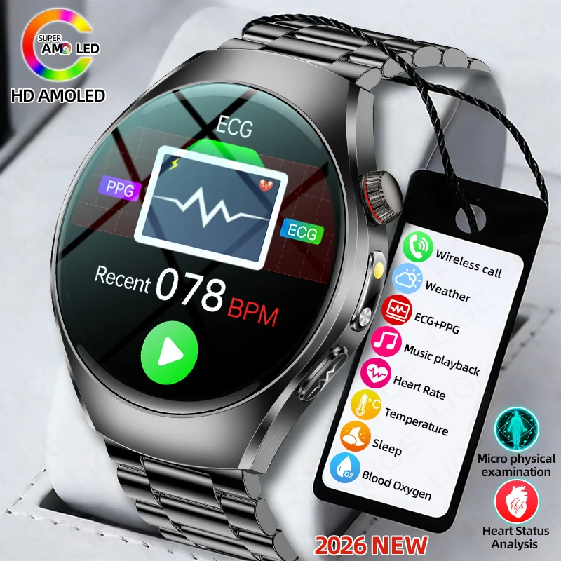 

LIGE Новый ЭКГ Теловой сердце AI Анализ здоровья Умные часы Мочевая кислота Светодиодный фонарик Спортивные часы Bluetooth Вызов AMOLED Smartwatch