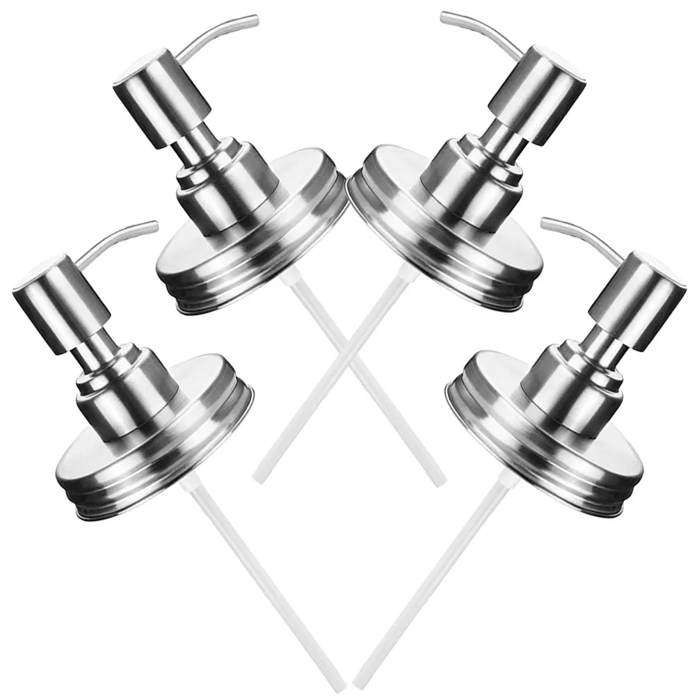 

4Pcs Lotion Dispenser Pump Lid Mason Jar Soap Bottle Pump Stainless Steel Replacement for Kitchen Bathroom Daily Use High