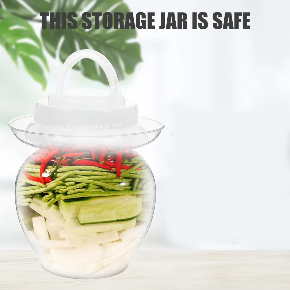 

2Pcs 1L Plastic Kimchi Jars Clear Pickle Containers Transparent Sealed Storage Bottles Reusable Food Packaging Household