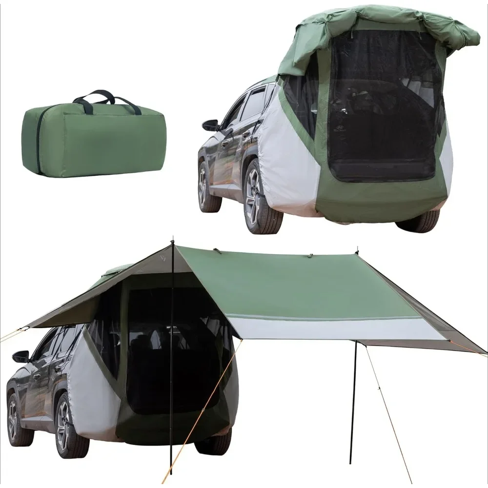 SUV Tent for Camping, Car Awning, Tailgate Tent Windproof Hatchback for Roof Canopy and Poles Universal Waterproof