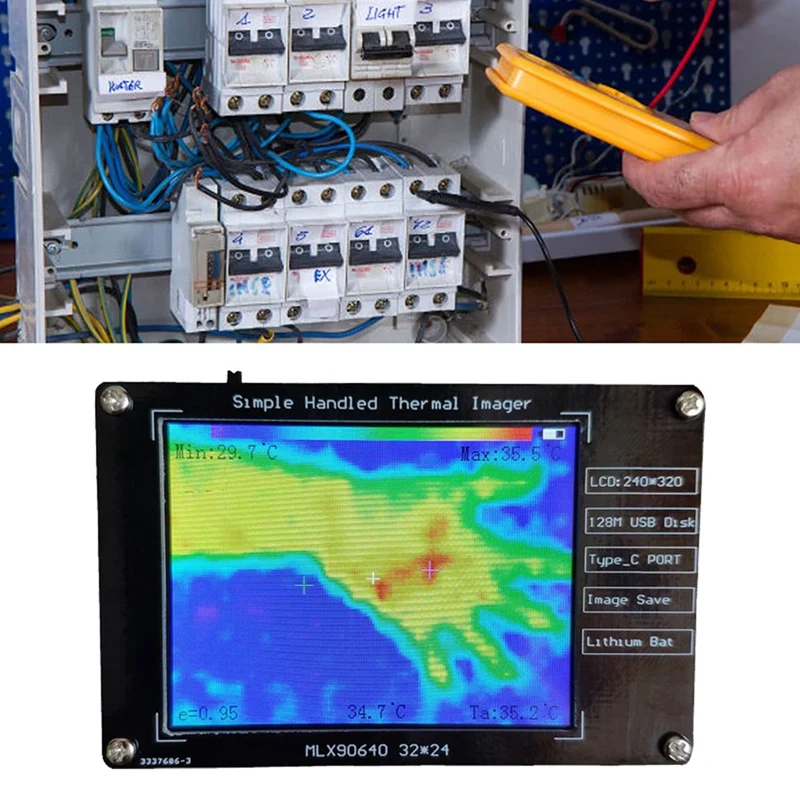 MLX90640 2.8 Inch LCD Digital Infrared Thermal Imaging 320X240 800Mah Temperature Detection DIY Thermal Imaging Camera