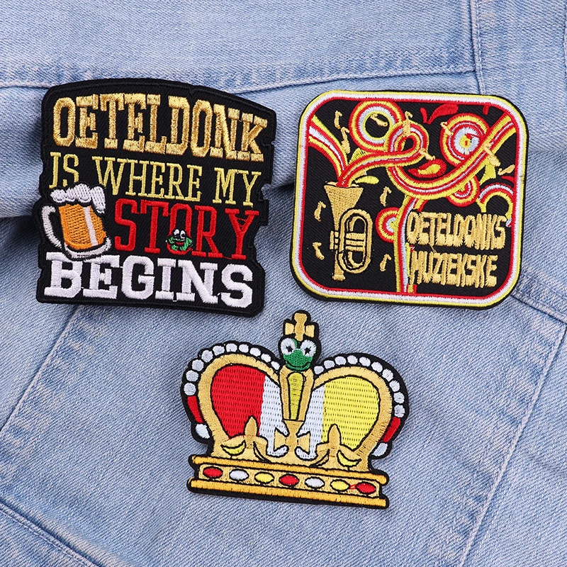 NEW Netherland Oeteldonk Emblem Embroidered Patches Netherland Carnival Patch Iron On Patches For Clothing Frog Patch Sew Badge