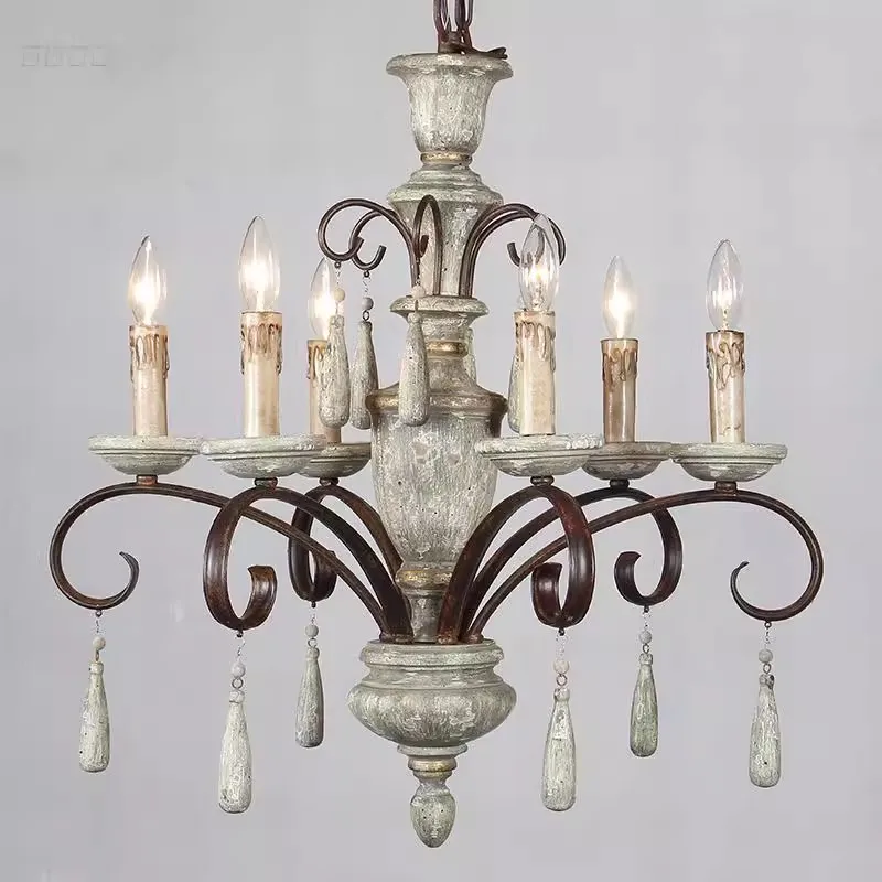 

Loft vintage solid wood made old chandeliers living room dining room bedroom villa Vintage American style Indoor Light Design