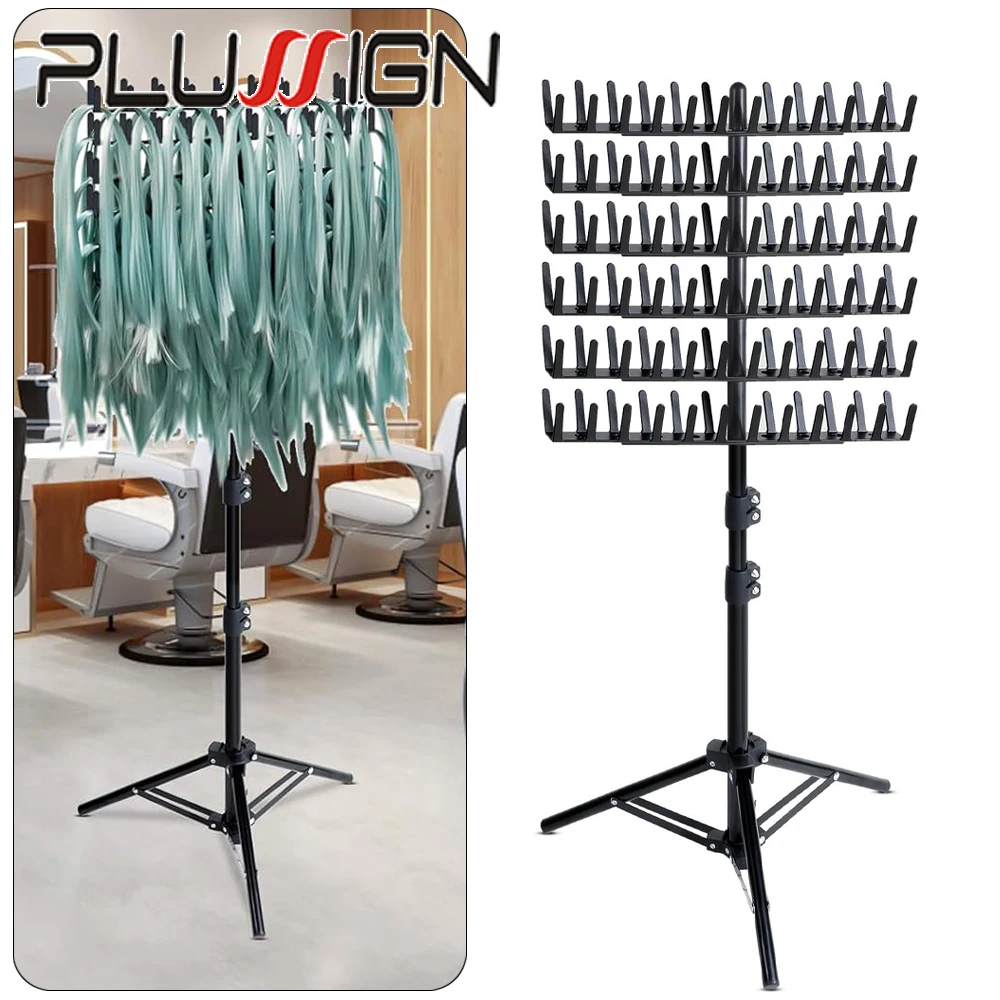 

Adjustable Height Braiding Hair Rack With Black Tray 144 Pegs Hair Extension Holder With Braiding Accessories 5PcsClips&1PcsComb