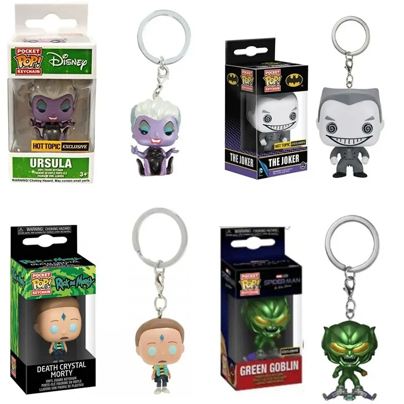 Funko Pop-llavero de bolsillo de the Joker, Ursula de Disney, Spider Man, Goblin verde, Hello Kitty, modelo de juguetes para niños, regalo de cumpleaños