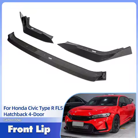 Car Front Bumper Lip Spoiler Carbon Fiber for Honda Civic Type R FL5 Hatchback 4-Door 2023 Racing Front Lip Chin Apron Body Kits