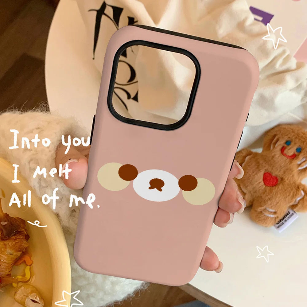 Orange Cute Face Expression Phone Case for iPhone 16 15 14 13 12 11 Pro Max Plus Luxury Double-layer Back Cover