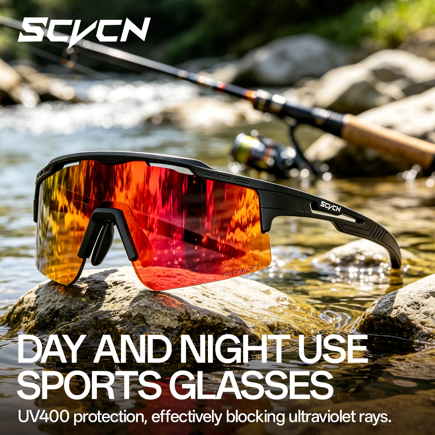 

Scvcn Photochromic Cycling Sunglasses Outdoor Sports Eyewear Trendy Design Perfect for Biking Hiking Driving Fishing UV400 Lens