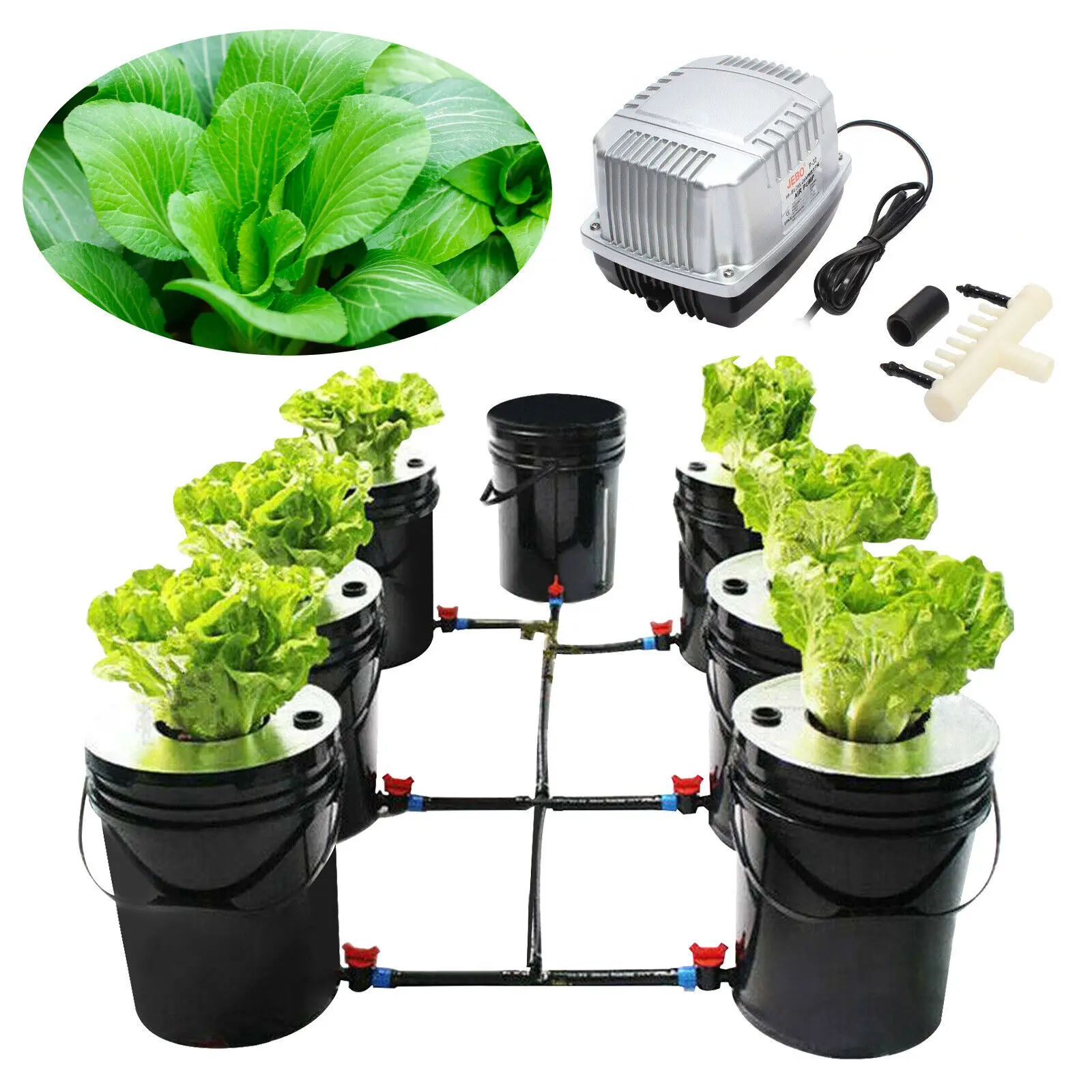 Garden Plant Hydroponics Soilless Grow Kits 7 Pots 20L Deep Water Culture System Recirculating With Pump