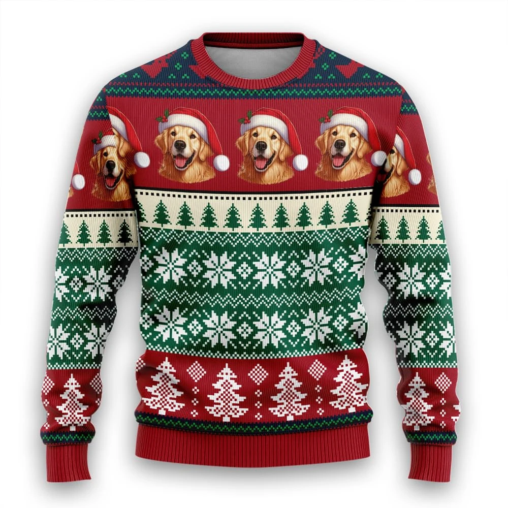 

2025 Pug Golden Retriever Ugly Christmas Dog Sweater For Women Clothing Party Mens Funny Ugly Sweater Xmas Holiday Sweatshirt