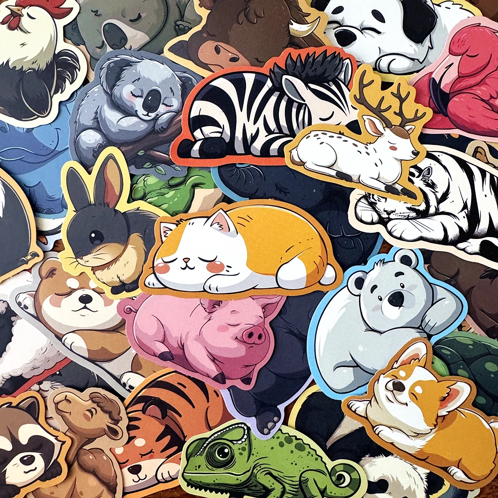 10/50PCS Sleeping Cat Corgi Fat Animal Stickers DIY Phone Guitar Laptop Notebook Suitcase Cup Waterproof Sticker Kids Toy