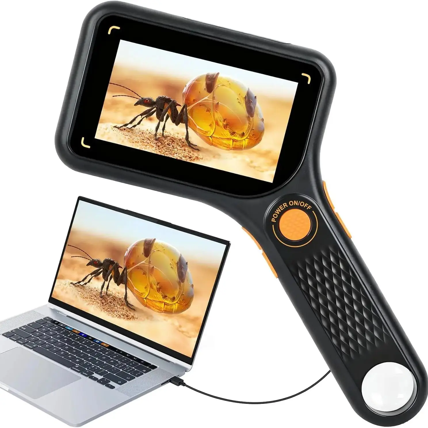 500X Handmicroscoop met 3,0 inch scherm en vergrootglas Draagbare elektronische reparatiemicroscoop Ondersteunt foto's en video's