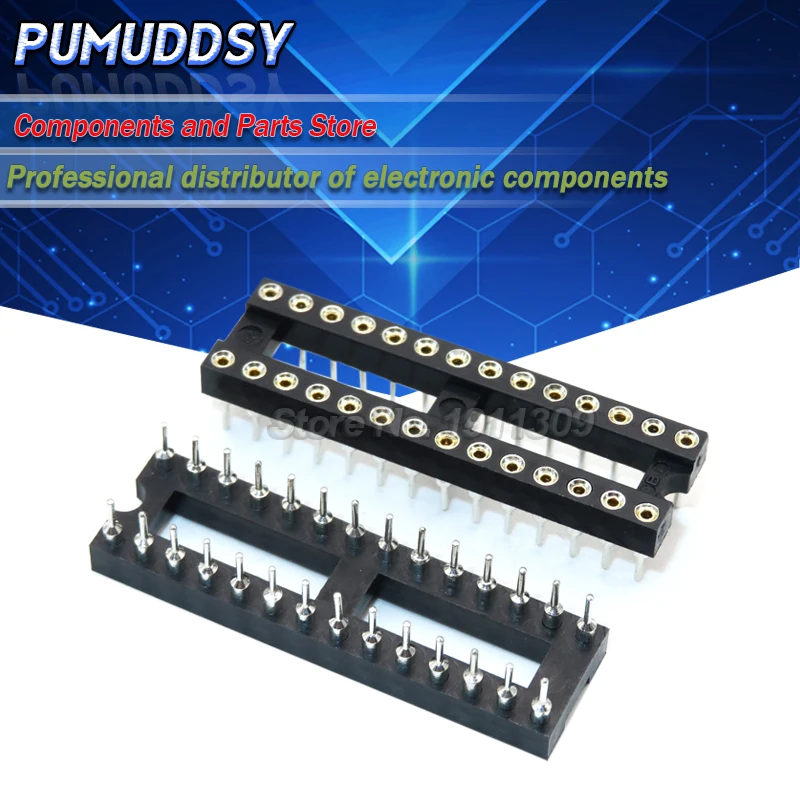 5PCS DIP28 Round Hole 28 Pins 2.54MM DIP IC Sockets Adaptor Solder Type 28 PIN 2.54 IC Connector