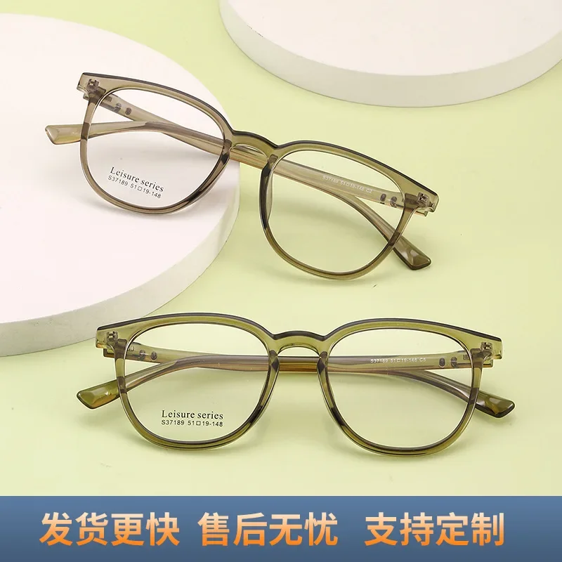 Ultra-light Plain Artifact Olive Green Round Mirror Frame Can Be Equipped with Anti-blue Myopia Oculos Masculino Miopia Titanium