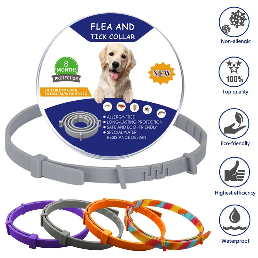 Flea & Tick Collar Adjustable Dog Collar Cat Necklace 8 Month Protection Anti-mosquitoes Corgi Teddy Insect Prevention Supplies