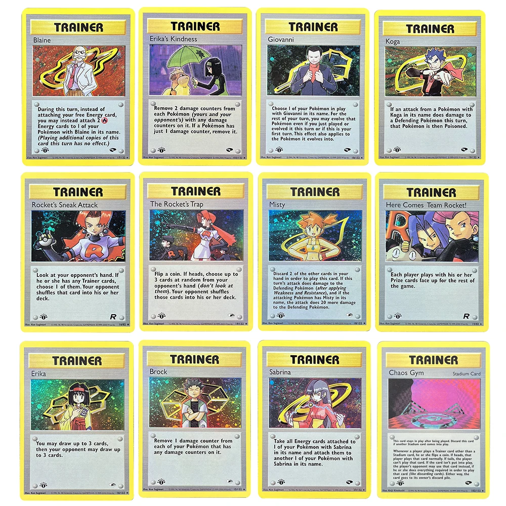 

PTCG Proxy Cards Trainer Blaine Gym Challenge Chaos Gym Sabrina Giovanni Erika Hobbies Редкая коллекция боевых карт игрушки подарки