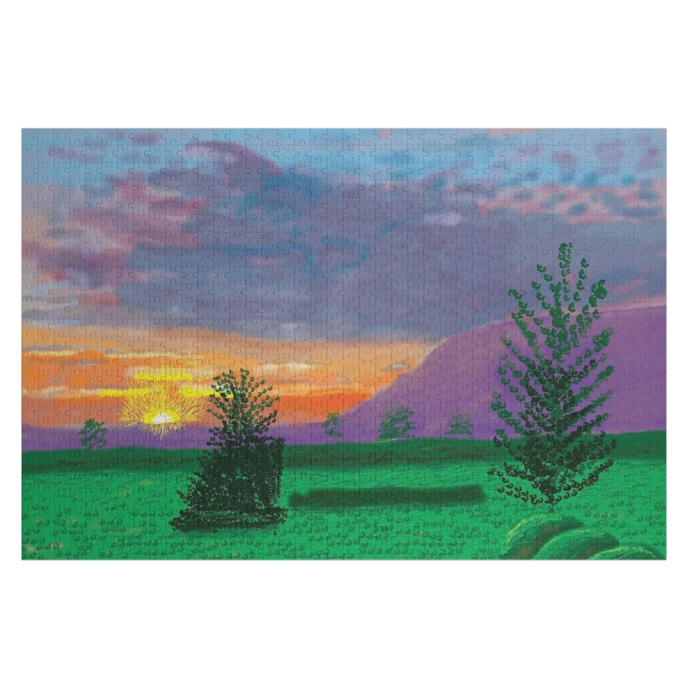 David Hockney - Aesthetic Sunset Jigsaw Puzzle Personalized Name Custom Jigsaw Personalized Gift Game Children Puzzle