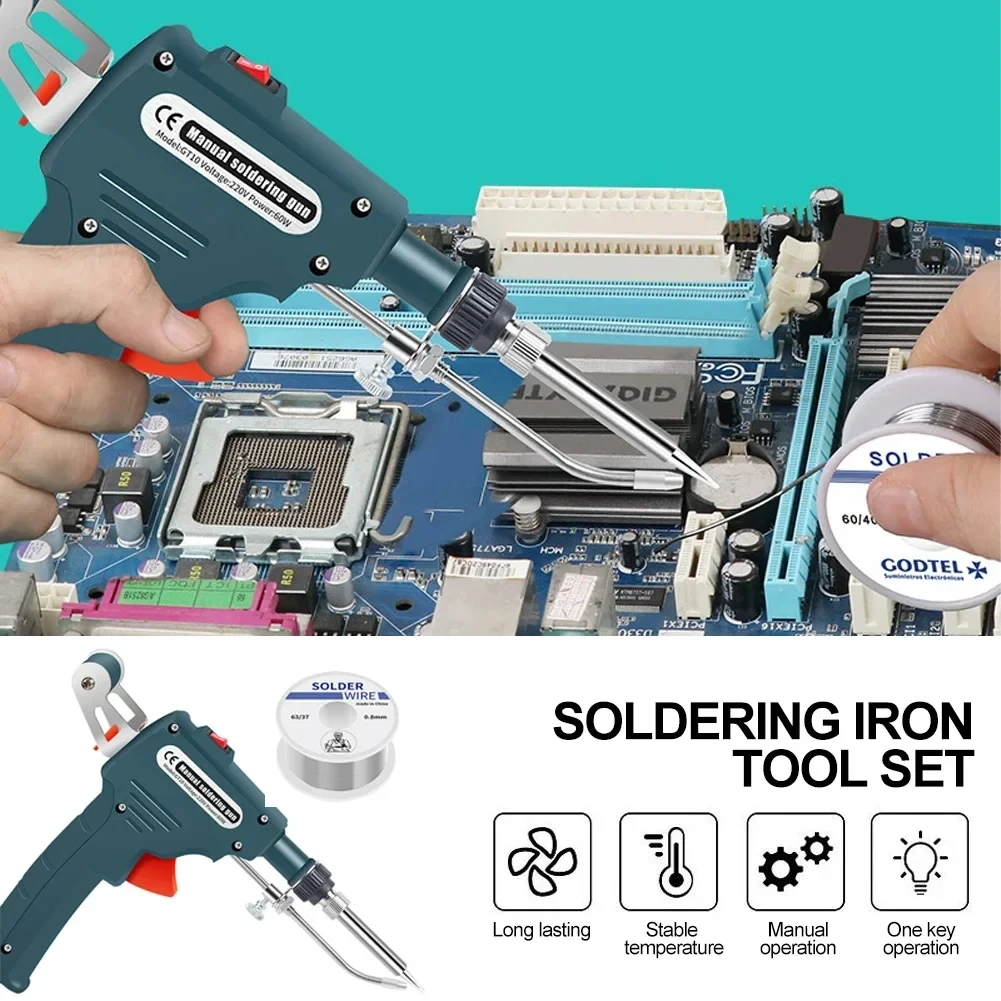 Automatically Soldering Gun 110V/220V 60W US/EU Plug Hand-Held Internal Heating Automatically Send Tin Gun Welding Repair Tools