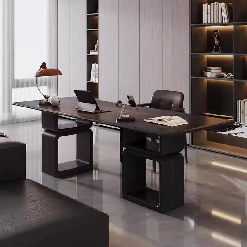 

Solid wood desk, designer study, high-end office desk, light luxury modern oak computer desk